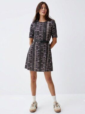 NWT Yumi Apartment Print Black Belted Mini Dress Size S, M, L